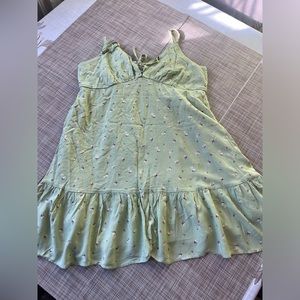 Light green flower babydoll dress (03)